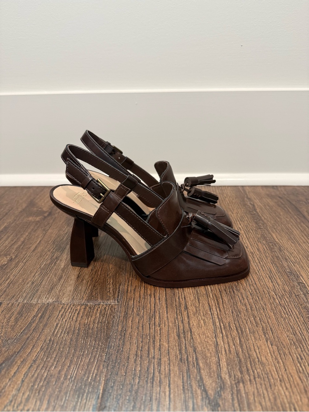 ANTONIO MELANI Dark Brown Tassel Slingback Heels - Picture 2 of 4